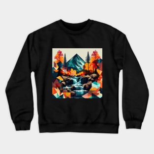 Colorful Geometric Mountain Forest Cascade Crewneck Sweatshirt